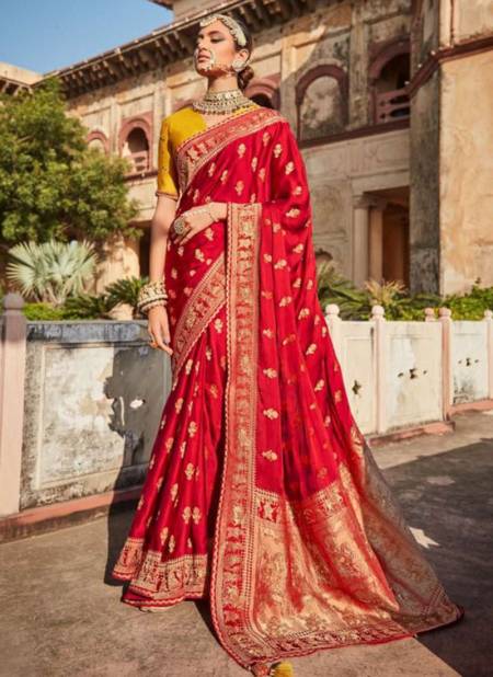 Red Colour Latest Fancy Wedding Wear Dola Silk Designer Saree Collection 117